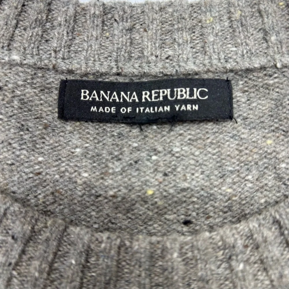 Banana Republic Gray/ Brown Crewneck Sweater Italian Yarn Wool Blend Fairisle